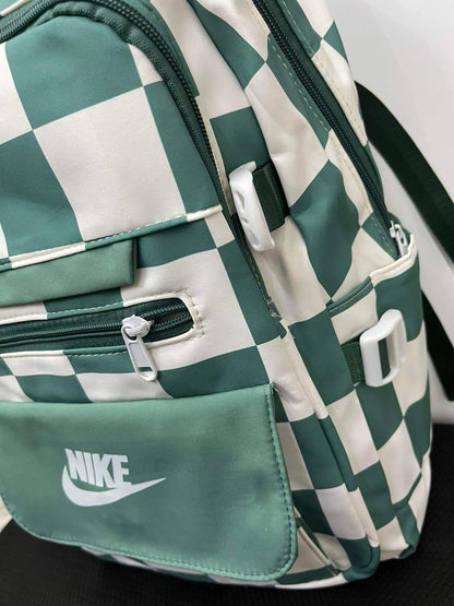 Nike Fashion Style Backpack Korean Design Checkered Green