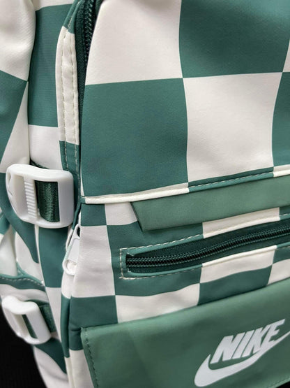 Nike Fashion Style Backpack Korean Design Checkered Green