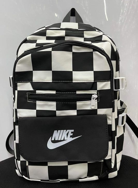 Nike Fashion Style Backpack Korean Design Checkered Black