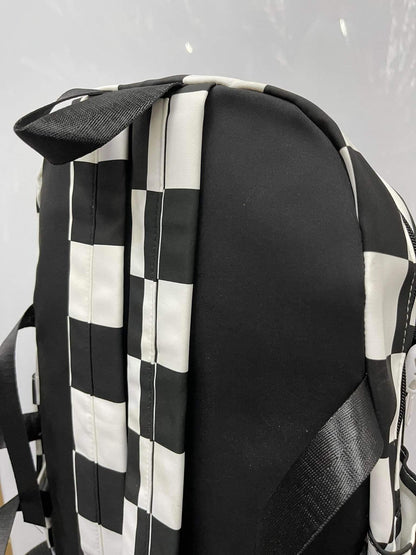 Nike Fashion Style Backpack Korean Design Checkered Black