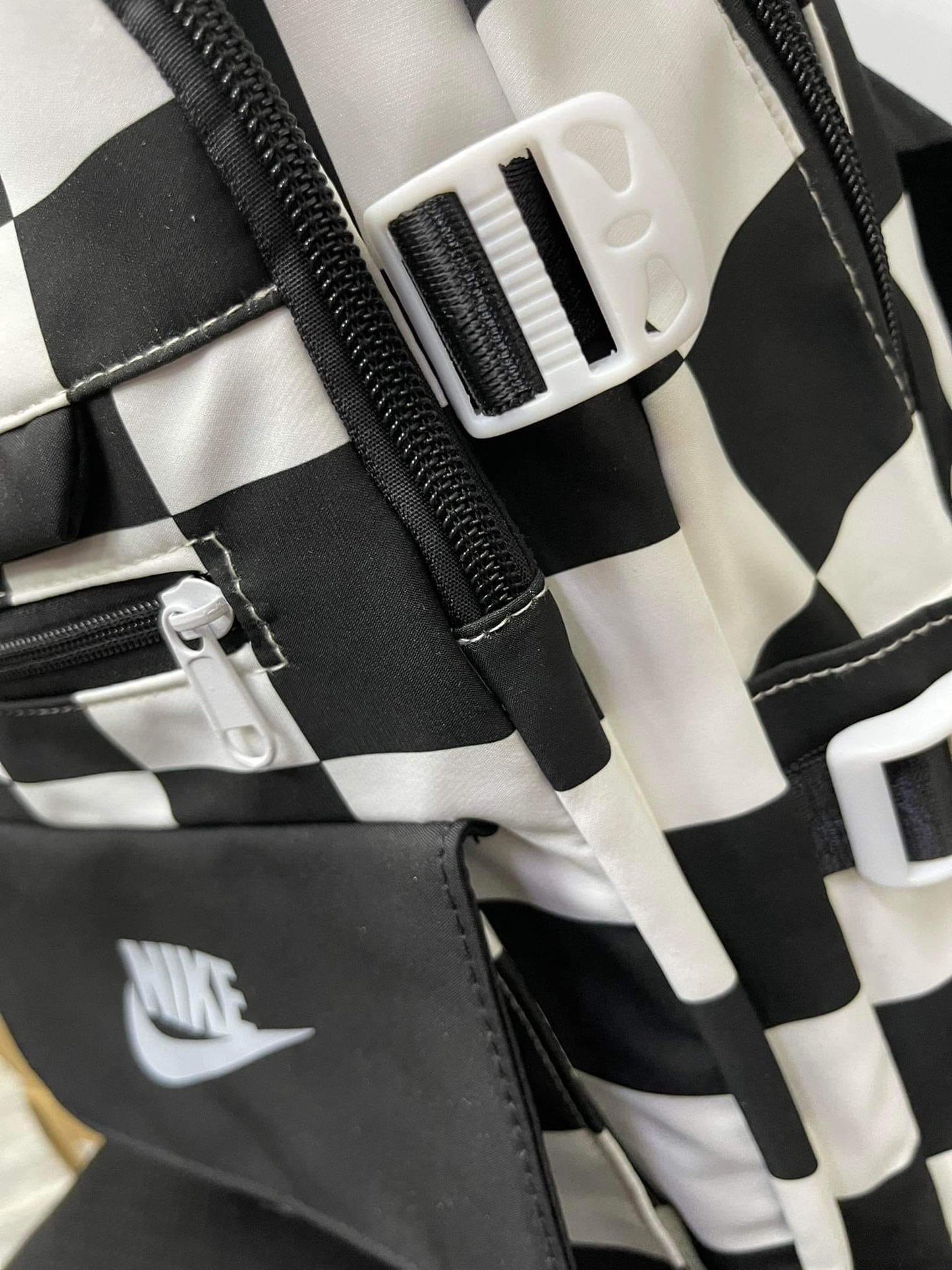 Nike Fashion Style Backpack Korean Design Checkered Black