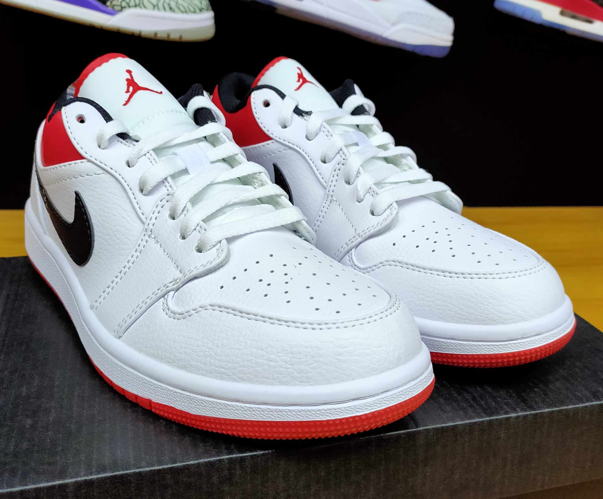 All white jordans with red outlet bottom