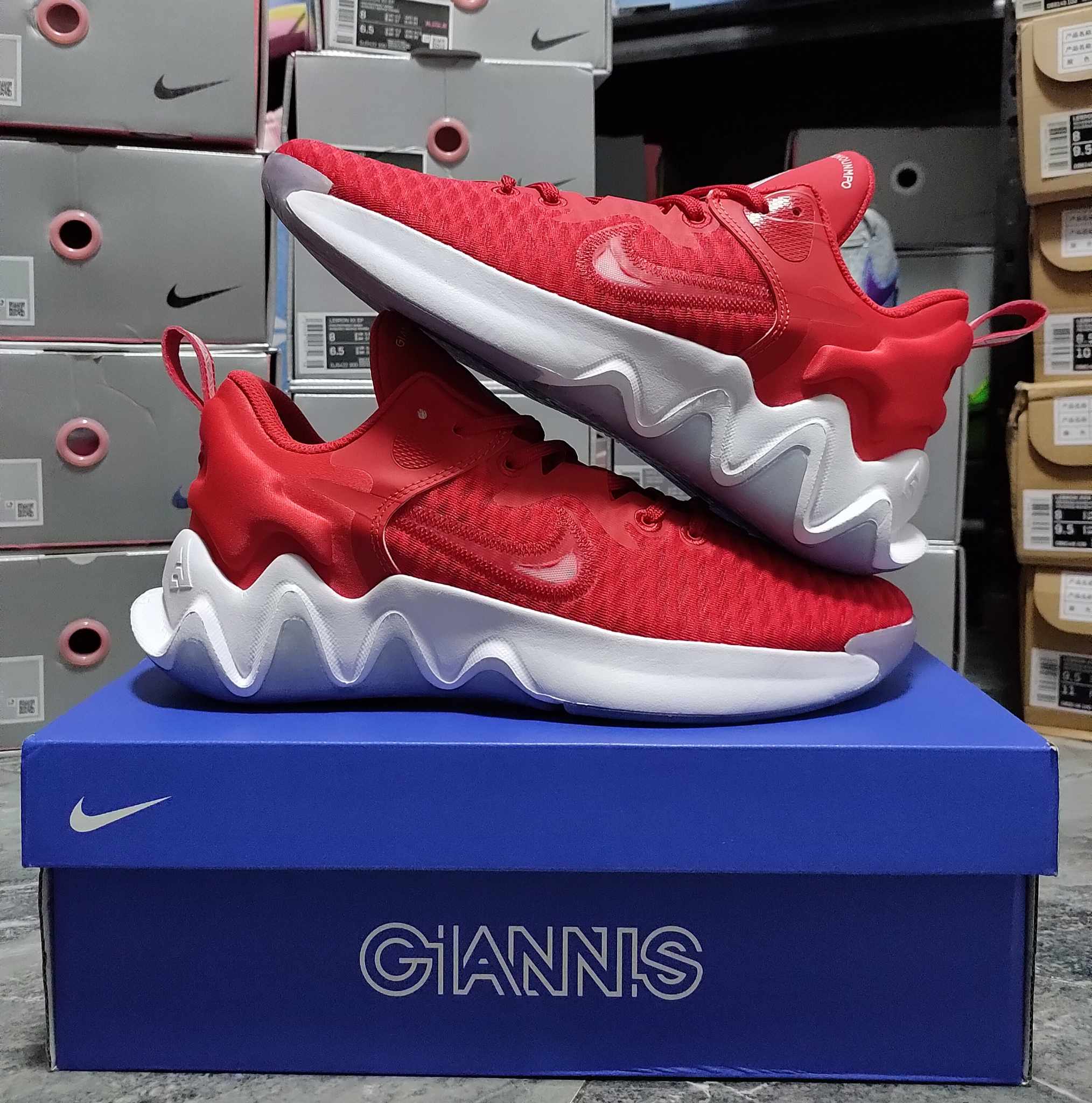 Giannis cheap red shoes